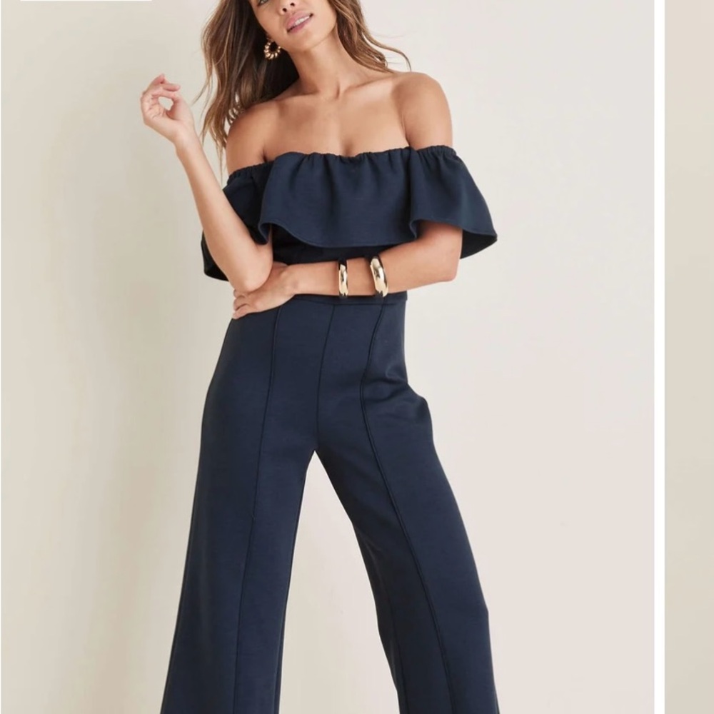 Off-Shoulder Navy Jumpsuit